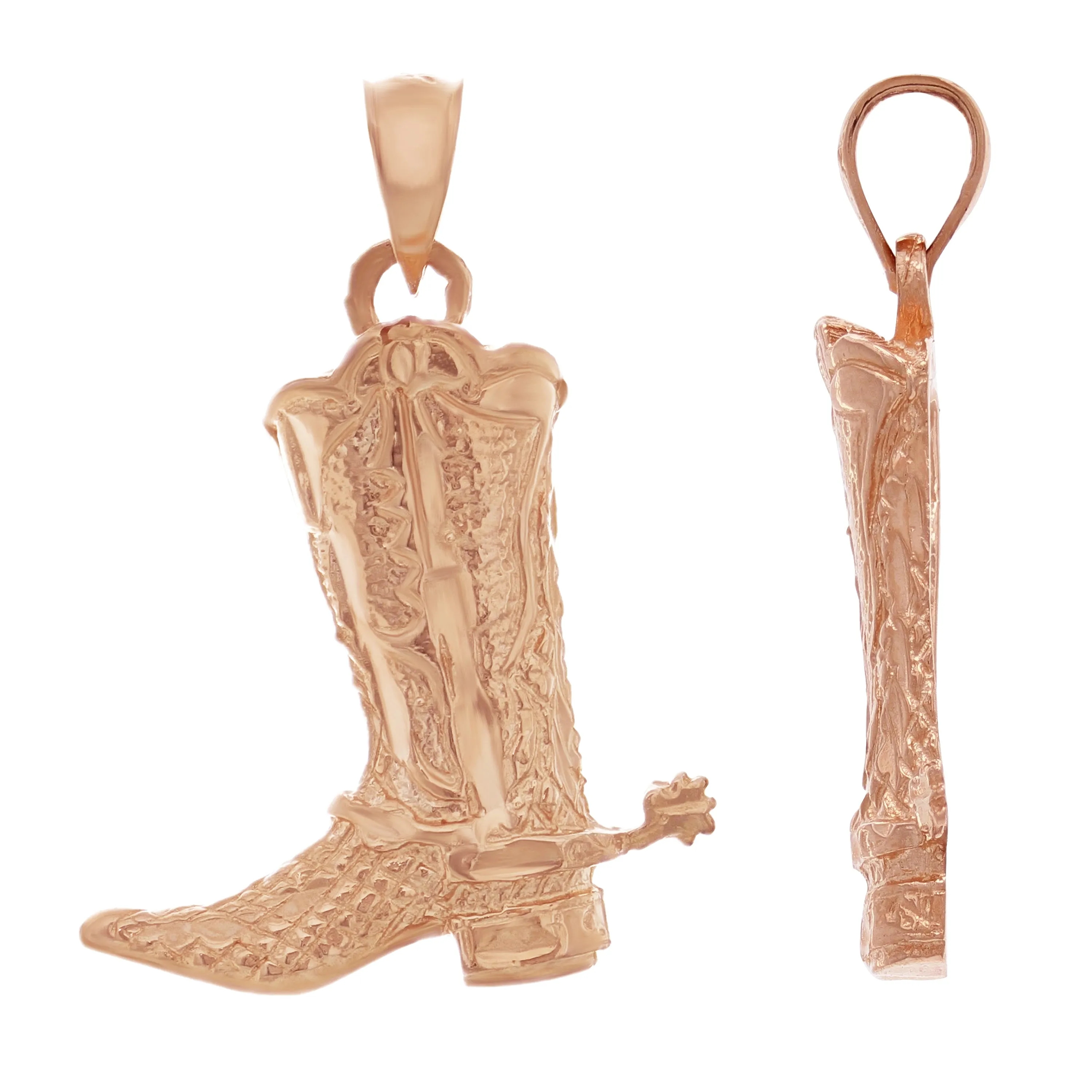 14k Yellow White or Rose Gold Rodeo Horse Cowgirl Cowboy Boots Pendant