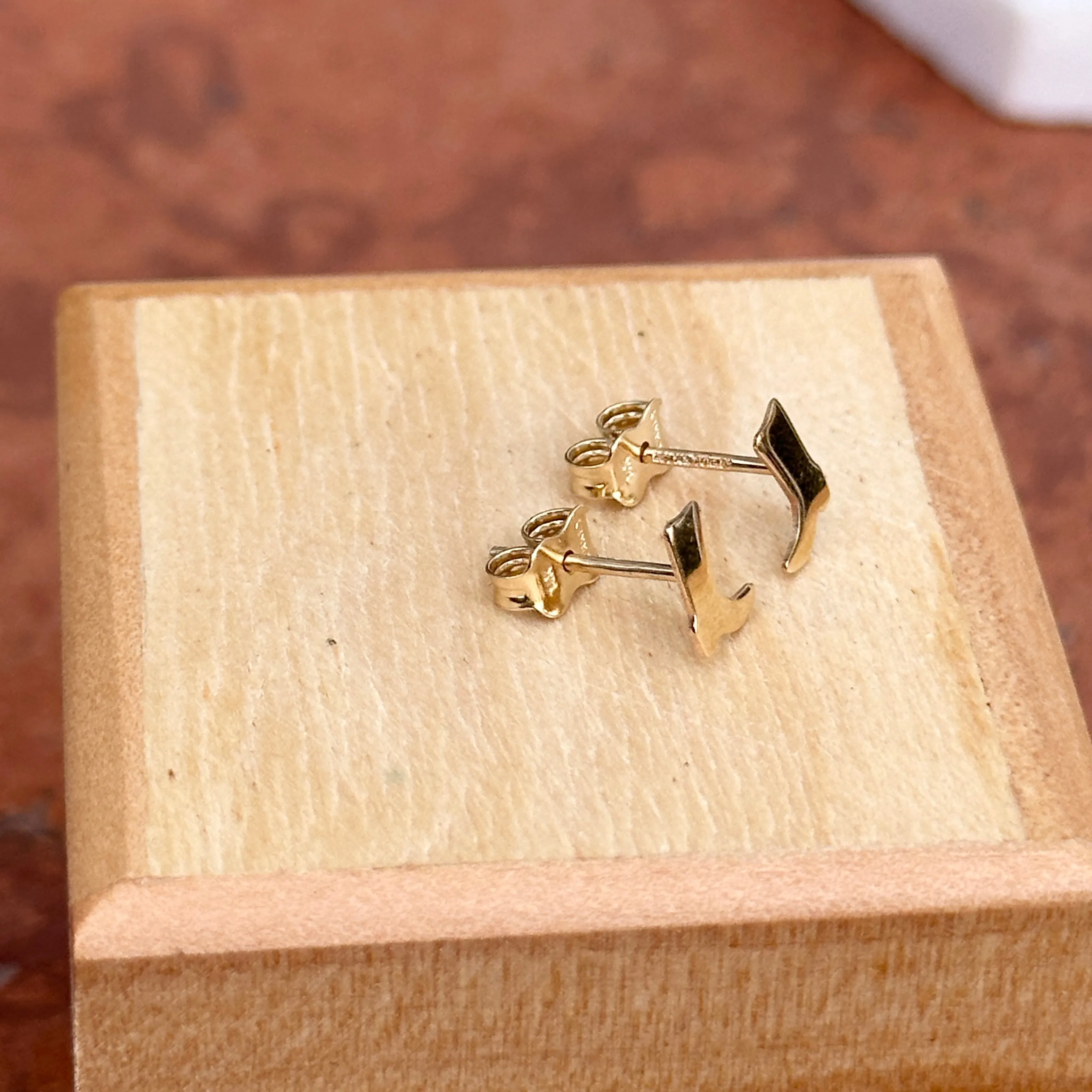 14KT Yellow Gold Mini Cowboy Boots Stud Earrings