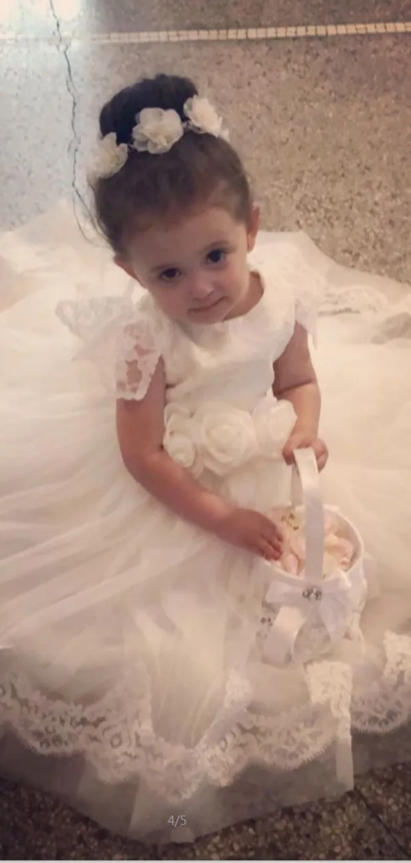A-line Cap Sleeves Ivory Lace Cute Flower Girl Dresses, FG142