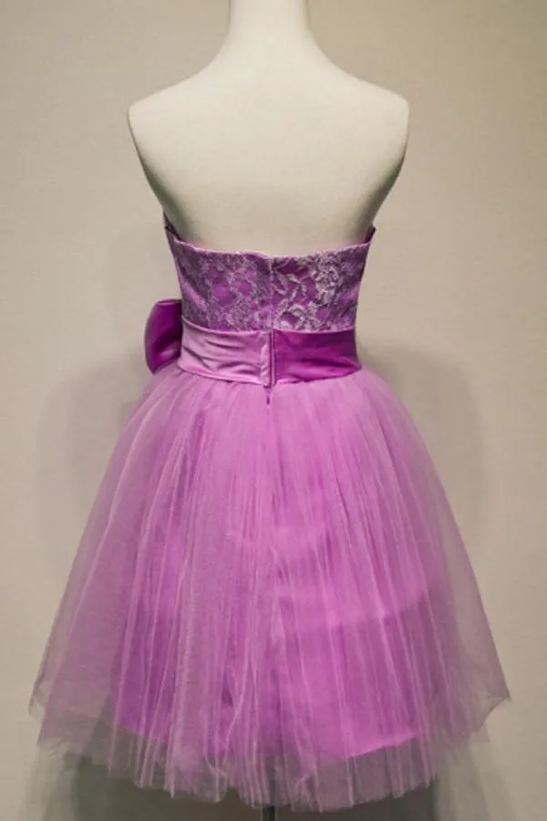 A-Line Strapless Appliques Bowknot Short Homecoming Dress Party Dress PG120