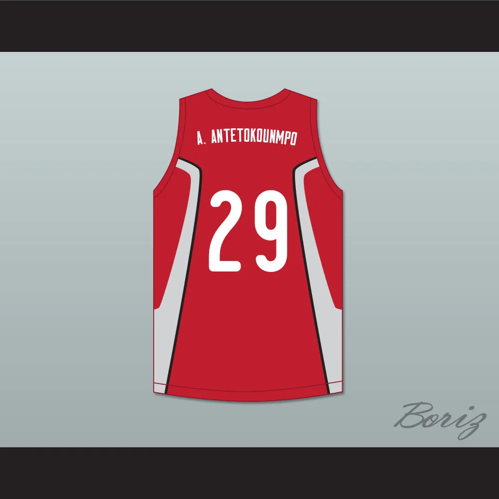 Alex Antetokounmpo 29 Filathlitikos A.O Zografou B.C. Red Basketball Jersey 2