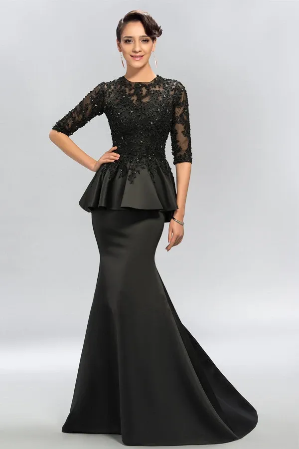 Anneprom Half Sleeves Appliques Sequins Long Prom Dresses Evening Dresses APP0086