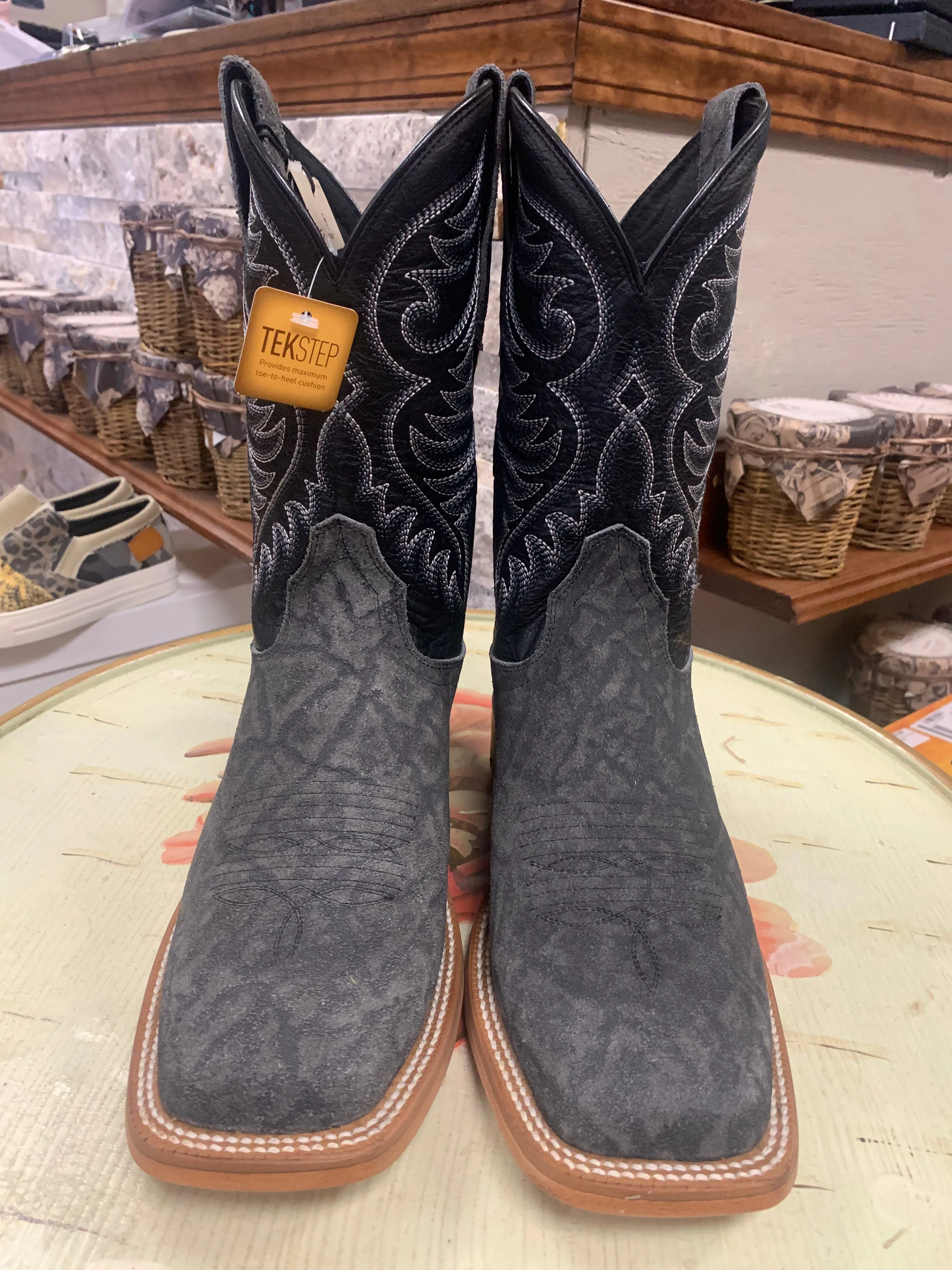 ARIAT BLACK ELEPHANT ROUGHOUT MEN'S SQUARE