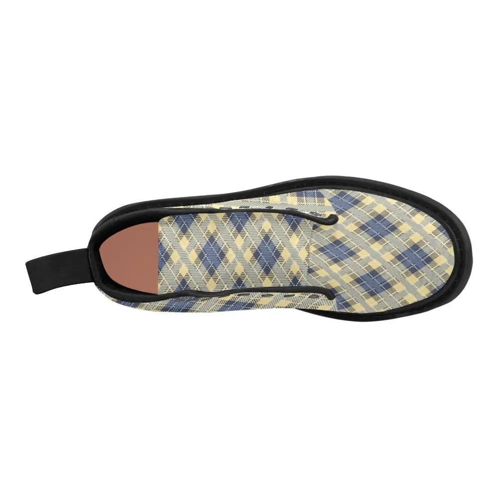 Audra Yellow and Blue Plaid Women's Boots - Black Sole