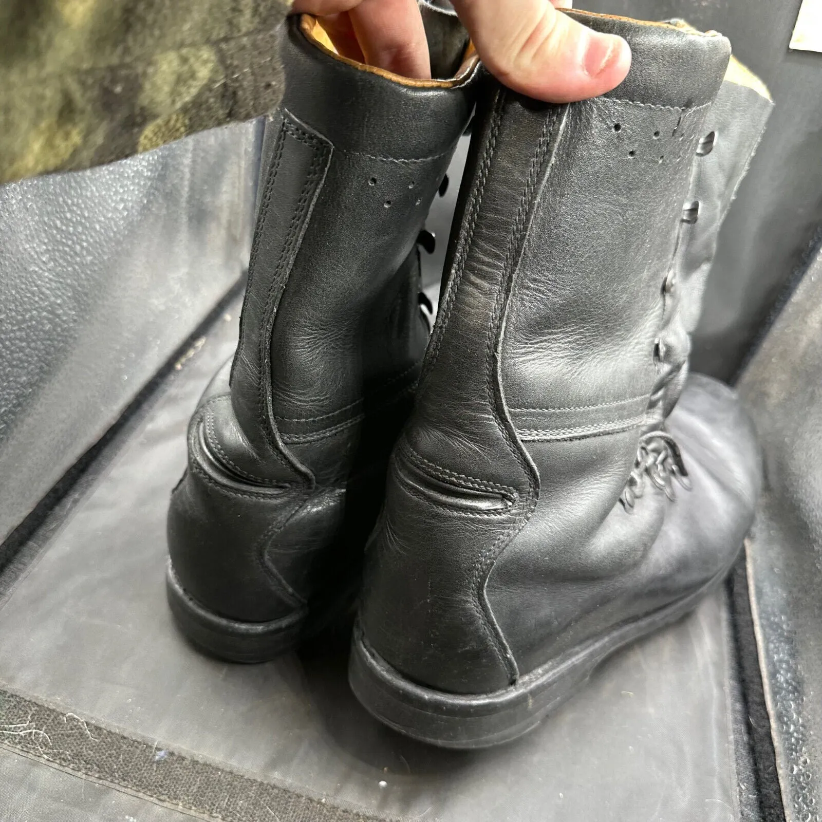 Austrian Army Black Leather Army Combat Boots - Size EU 45 - UK 10.5