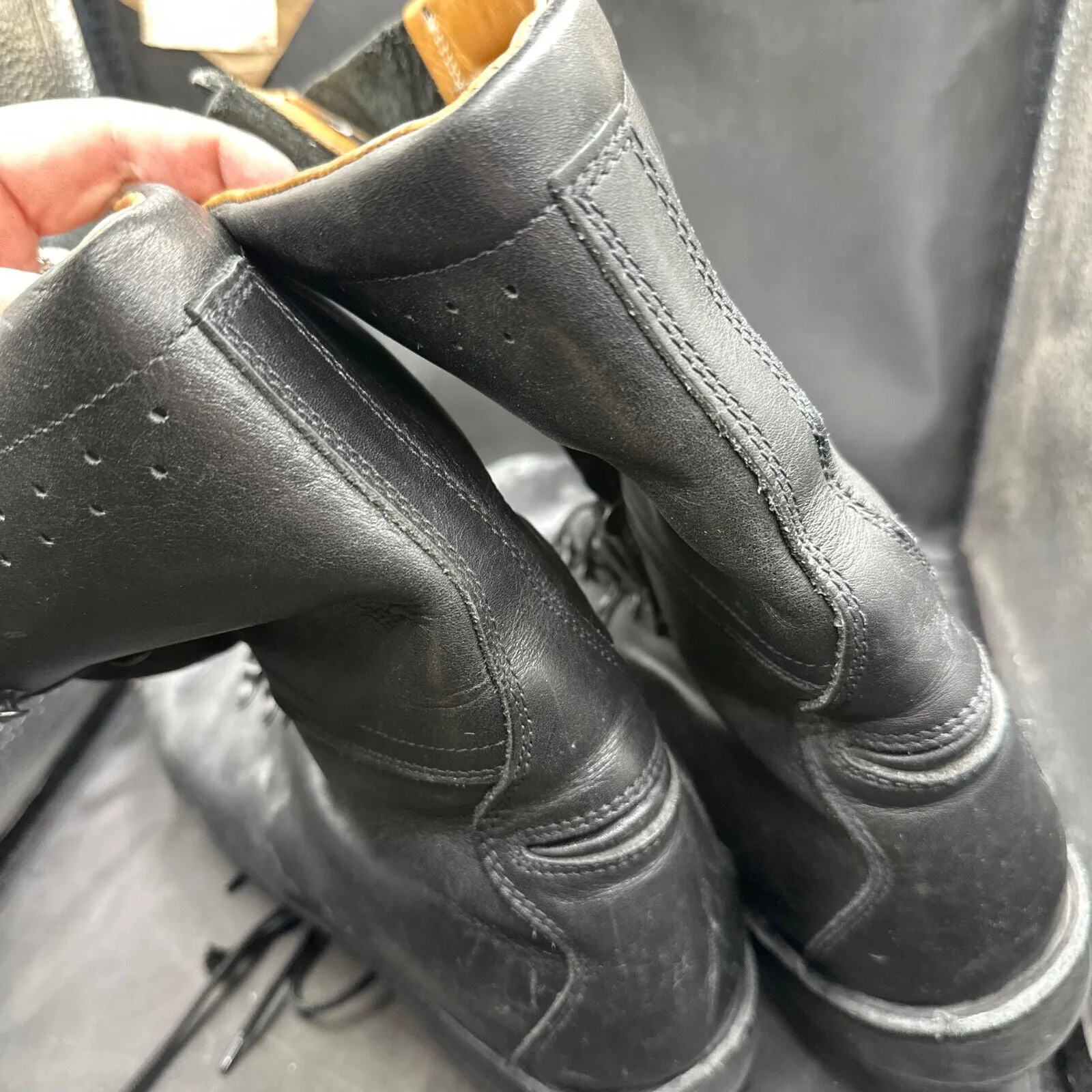 Austrian Army Black Leather Army Combat Boots - Size EU 45 - UK 10.5