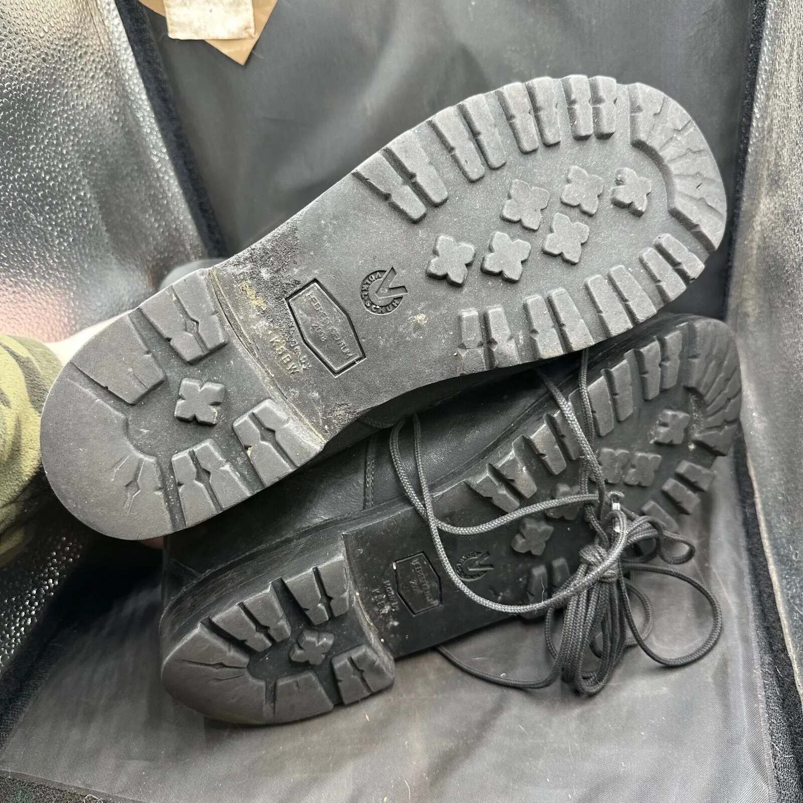 Austrian Army Black Leather Army Combat Boots - Size EU 45 - UK 10.5