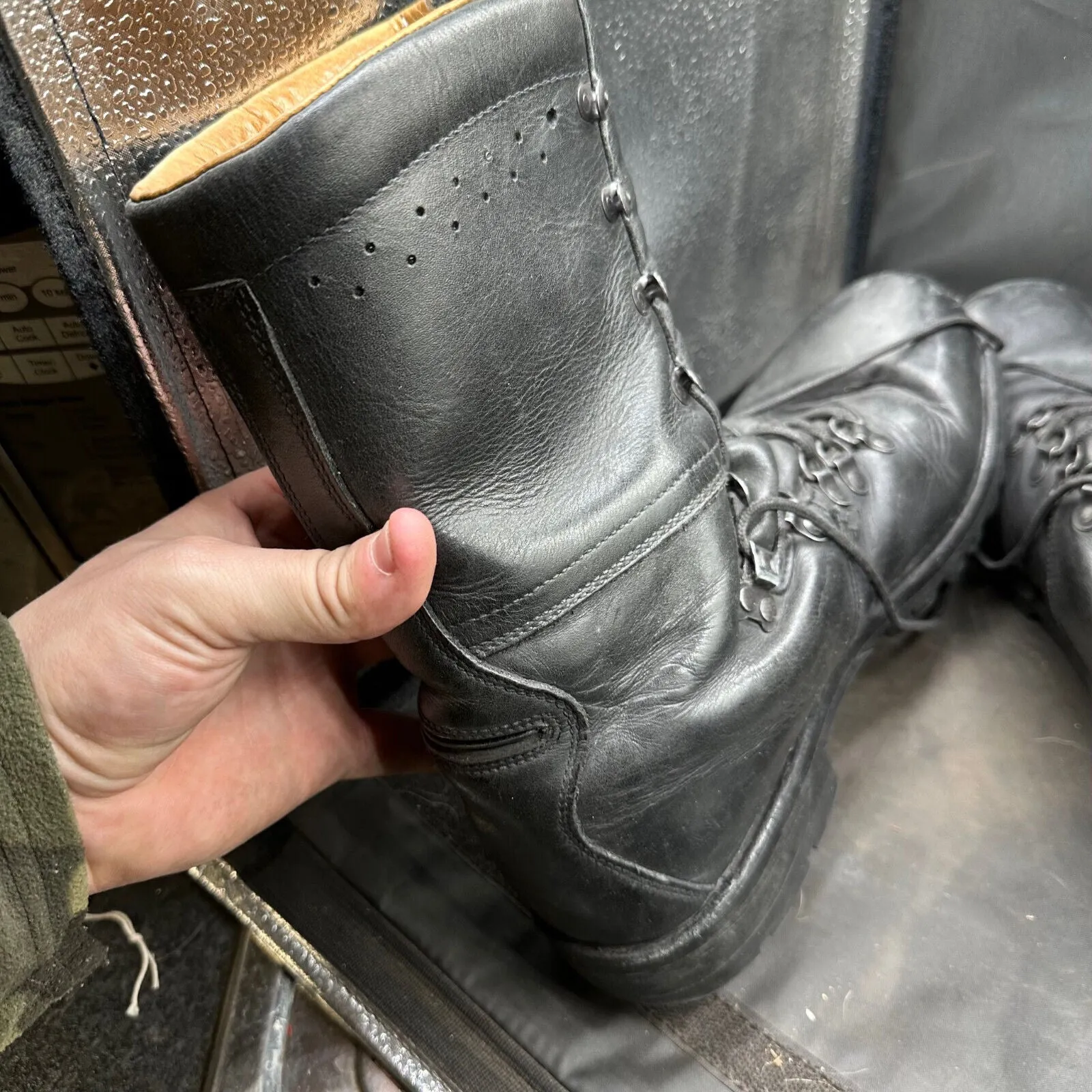 Austrian Army Black Leather Army Combat Boots - Size EU 45 - UK 10.5