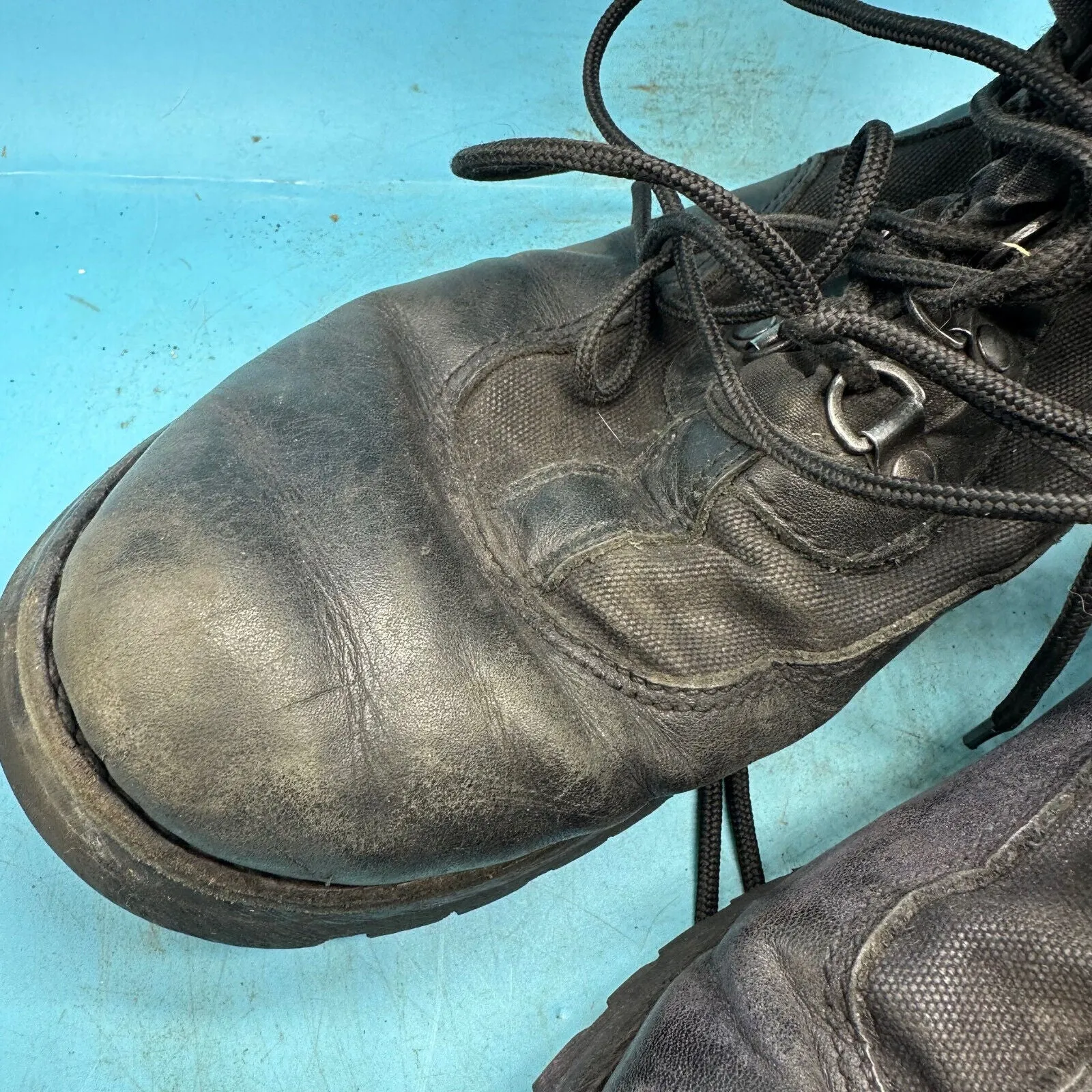 Austrian Army Black Leather Combat Boots - Size EU 42 - UK 8