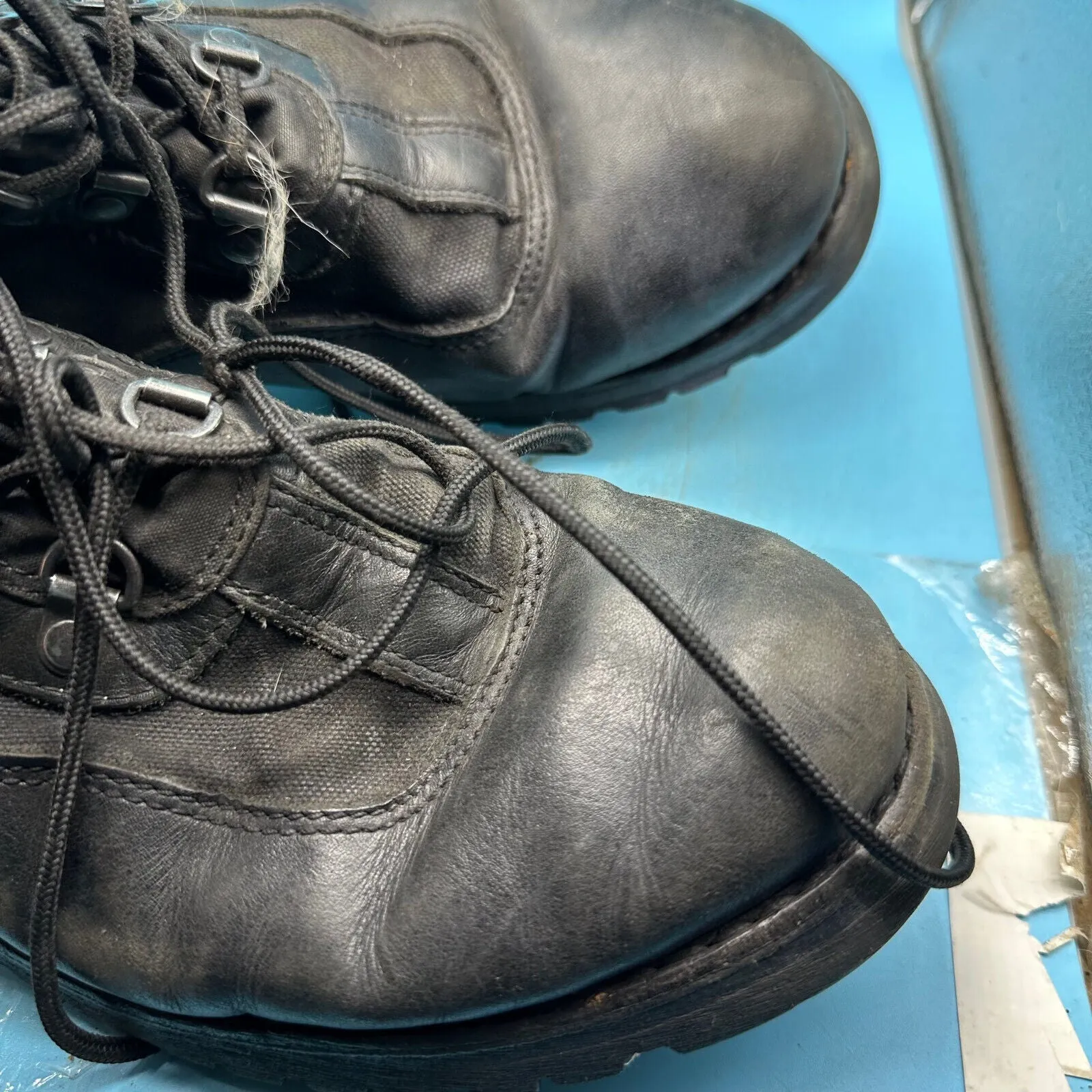 Austrian Army Black Leather Combat Boots - Size EU 42 - UK 8