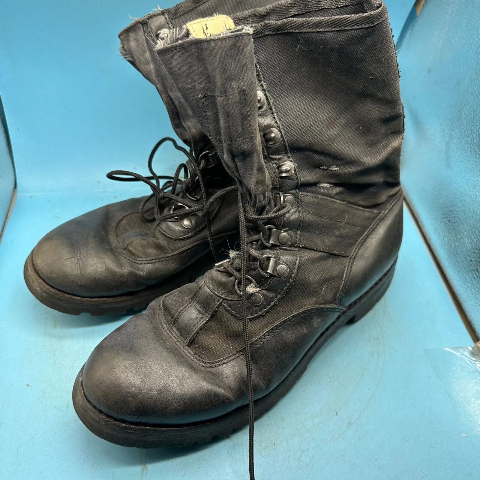 Austrian Army Black Leather Combat Boots - Size EU 42 - UK 8