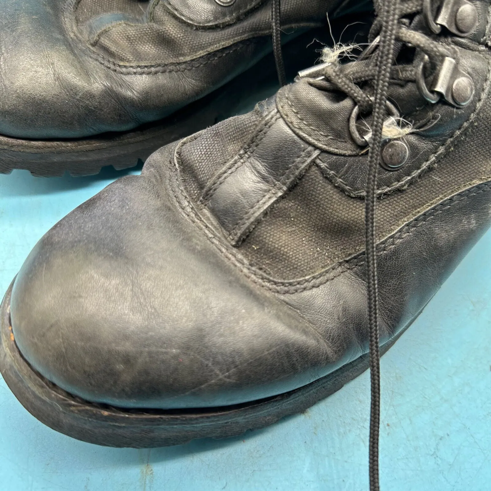 Austrian Army Black Leather Combat Boots - Size EU 42 - UK 8