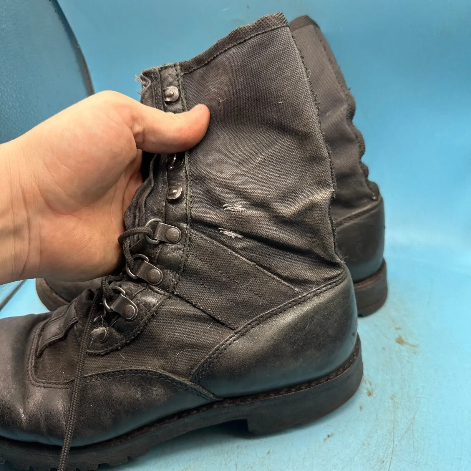 Austrian Army Black Leather Combat Boots - Size EU 42 - UK 8