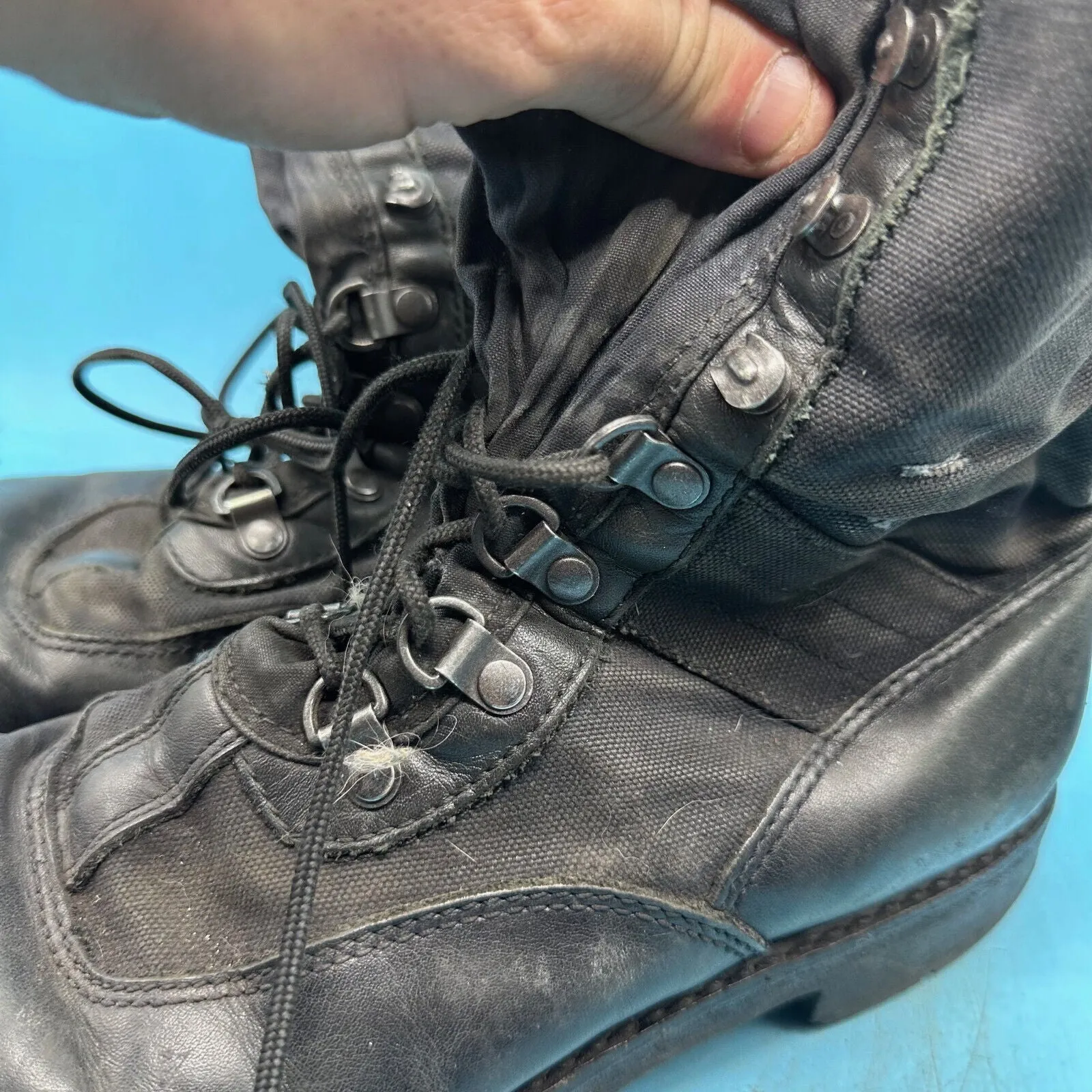 Austrian Army Black Leather Combat Boots - Size EU 42 - UK 8