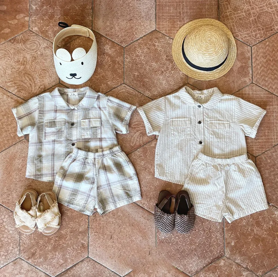 Baby Summer Shirt and Bottom Set - Plaid Set