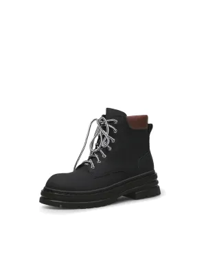Black Leather Combat Boot