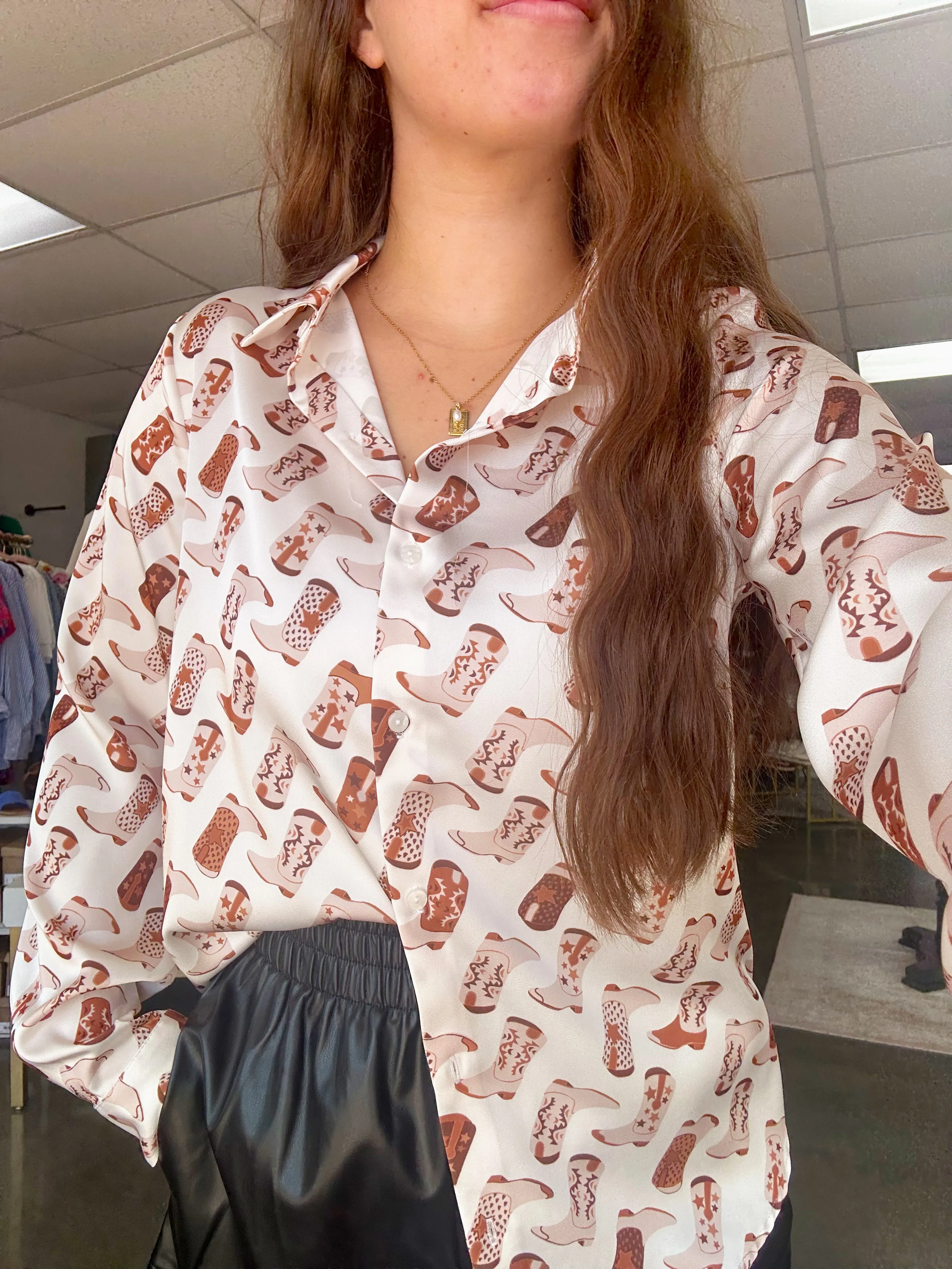 Boot Scootin' Satin Button Up