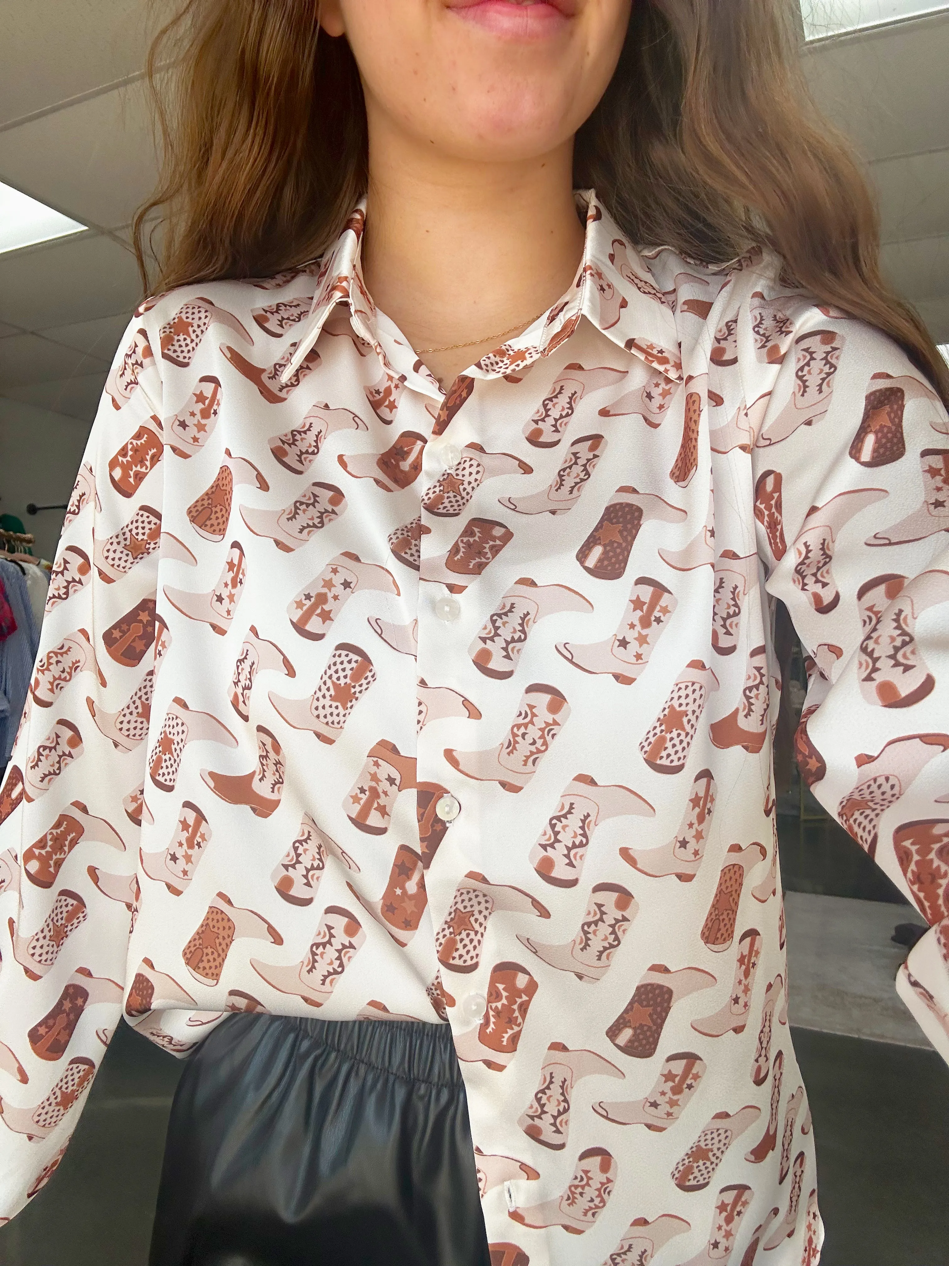 Boot Scootin' Satin Button Up