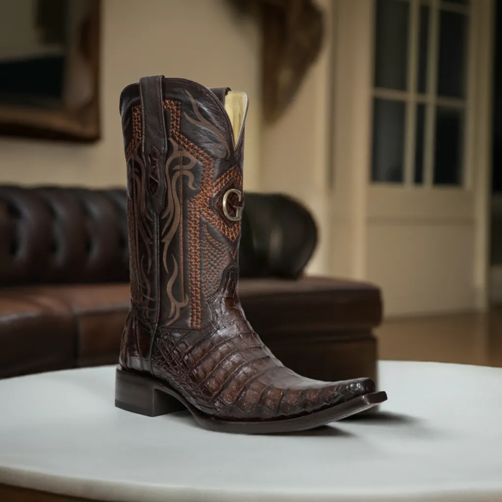 Botas Vaqueras Exoticas de Caiman Belly Original para Hombre 'El General' - ID: 45079