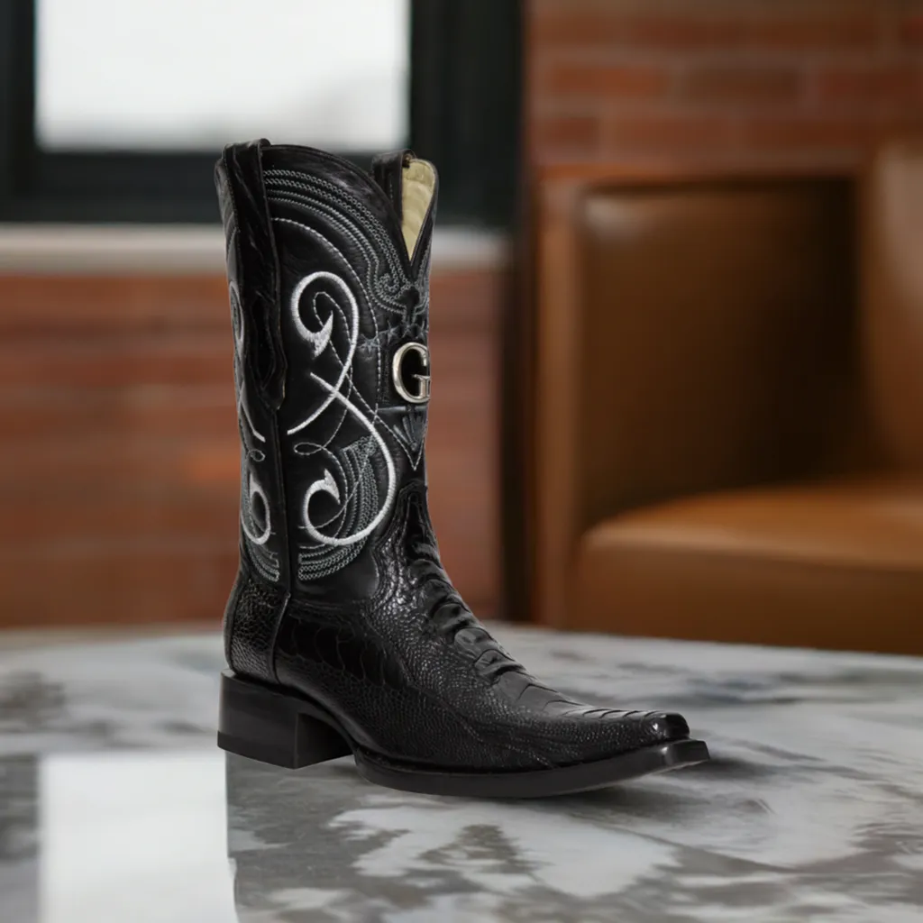 Botas Vaqueras Exoticas de Pata de Avestruz Original para Hombre 'El General' - ID: 45067