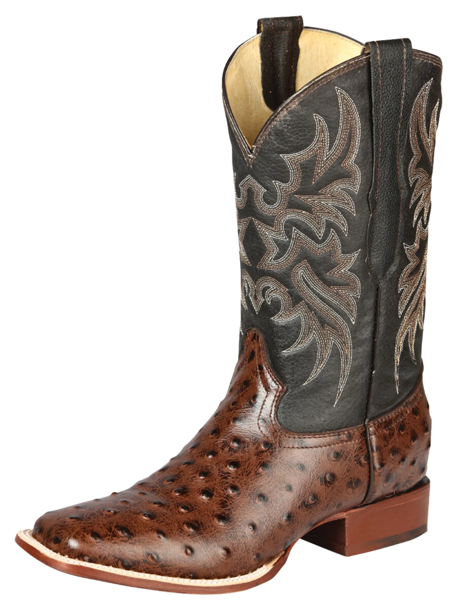 Botas Vaqueras Rodeo Imitacion de Avestruz Grabado en Piel Vacuno para Hombre 'El Señor de los Cielos' - ID: 44934
