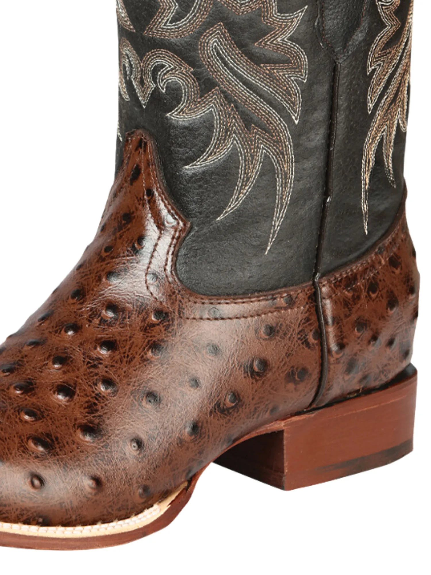 Botas Vaqueras Rodeo Imitacion de Avestruz Grabado en Piel Vacuno para Hombre 'El Señor de los Cielos' - ID: 44934