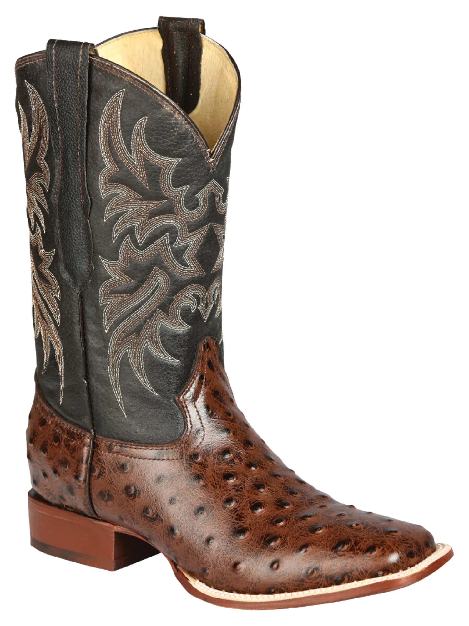 Botas Vaqueras Rodeo Imitacion de Avestruz Grabado en Piel Vacuno para Hombre 'El Señor de los Cielos' - ID: 44934