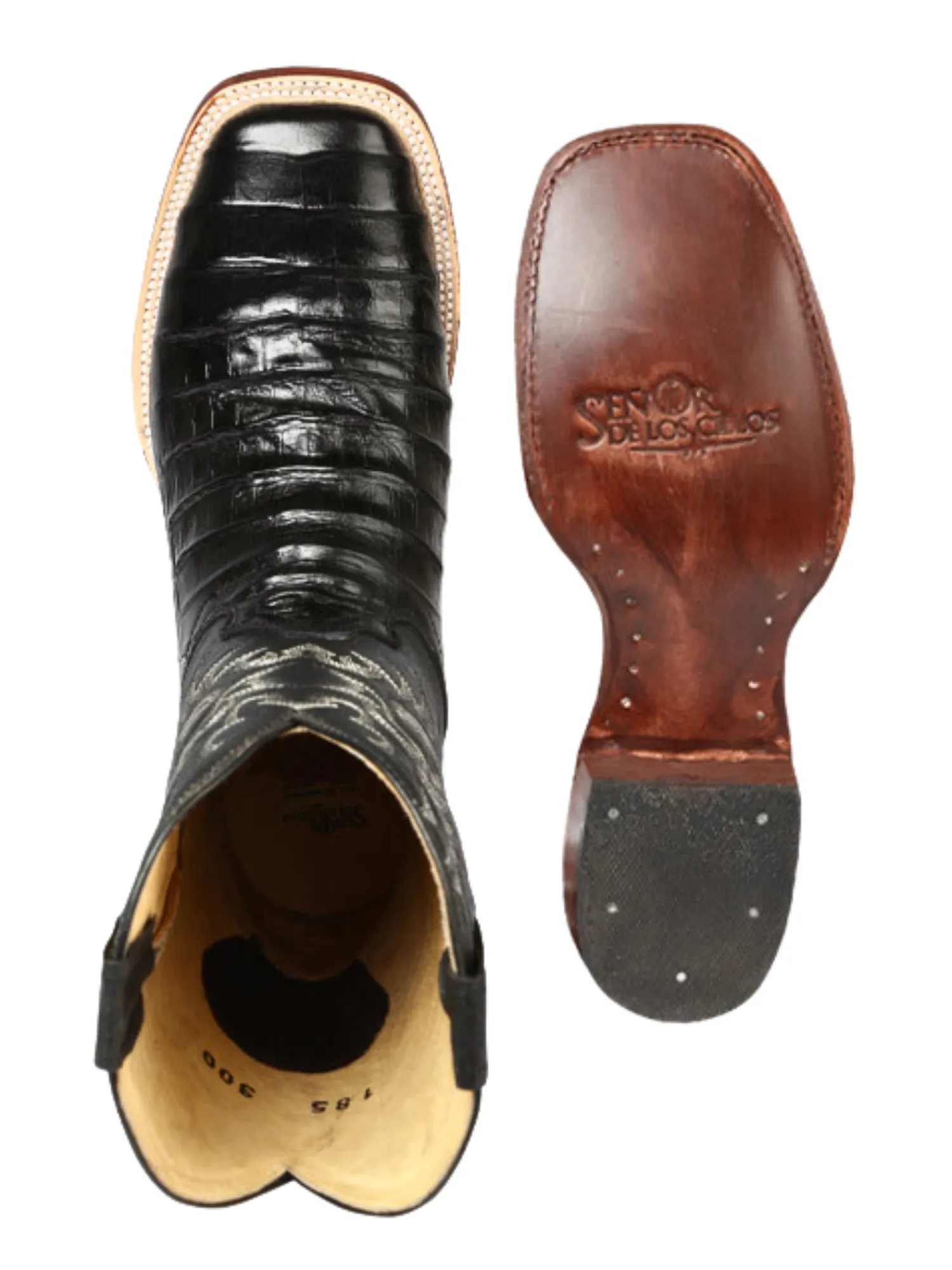 Botas Vaqueras Rodeo Imitacion de Caiman Belly Grabado en Piel Vacuno para Hombre 'El Señor de los Cielos' - ID: 44938