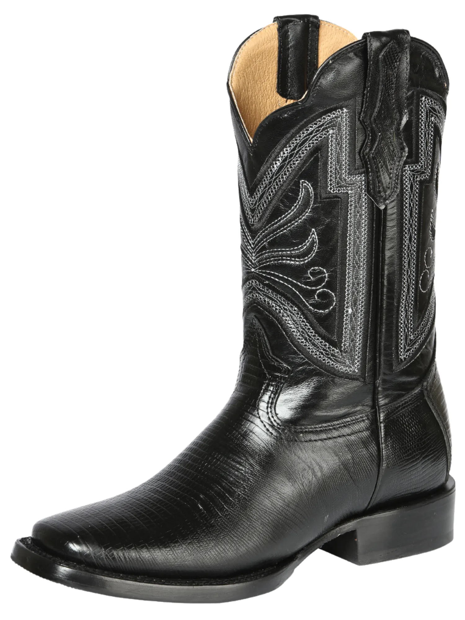 Botas Vaqueras Rodeo Imitacion de Lizard Grabado en Piel Vacuno para Hombre 'El General' - ID: 44666