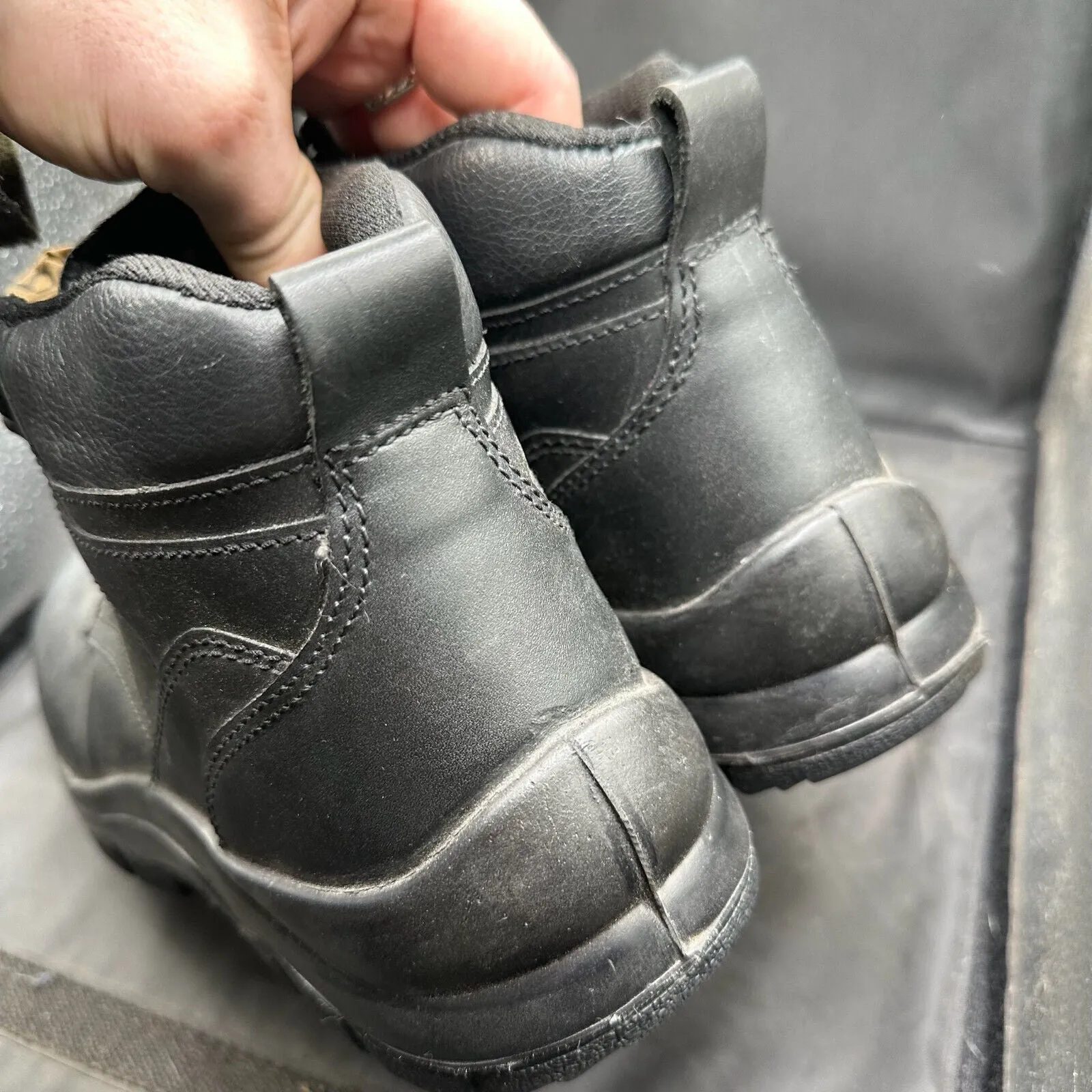 British Army Black Leather Army Combat Boots - Safety Boots - Size UK 9