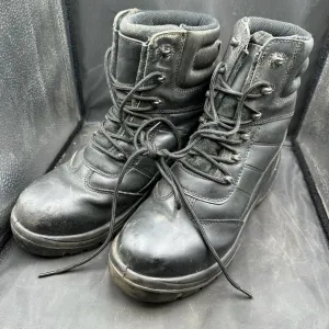 British Army Black Leather Army High Leg Combat Boots - Size UK 7M