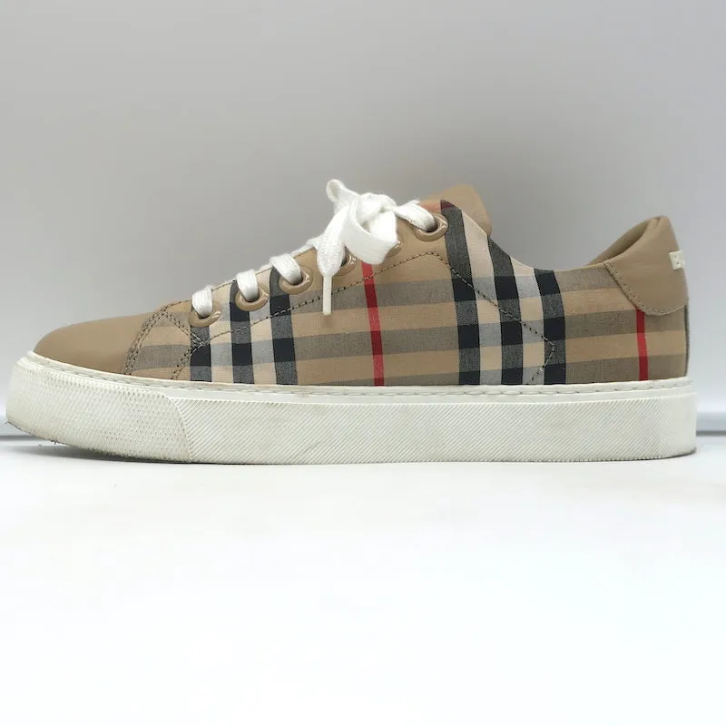 Burberry Vintage Check and Leather Low Top Sneakers Archive Beige Size 35.5
