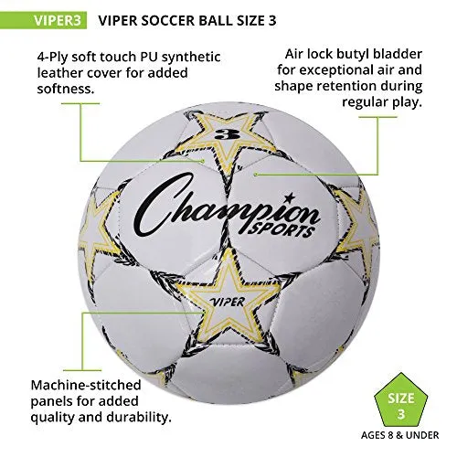 Champion Sports Viper Soccer Ball, Size 3