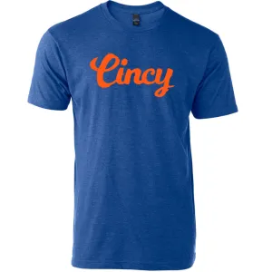 Cincy Script tee - royal/orange