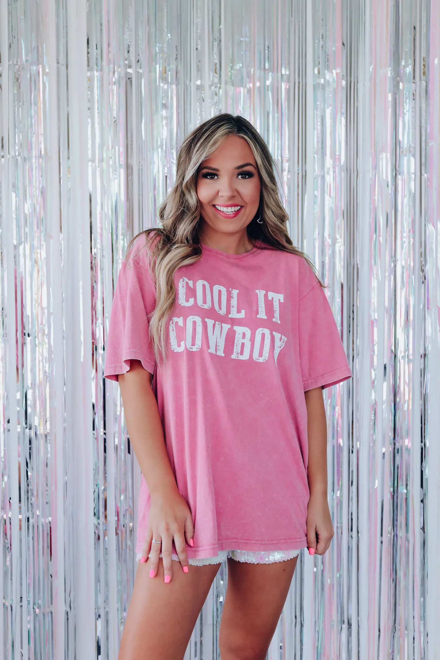 Cool It Cowboy Graphic Tee - Pink