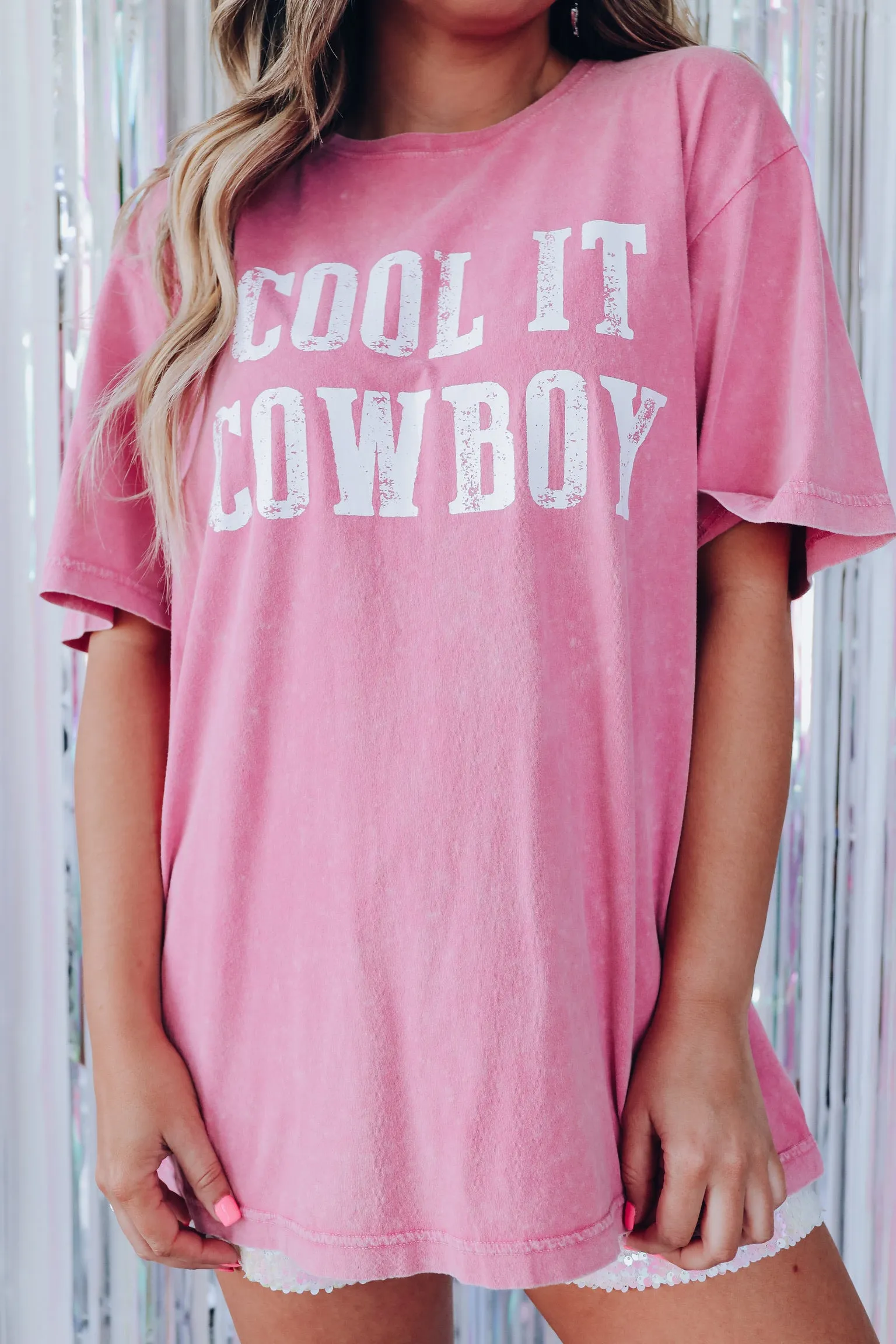 Cool It Cowboy Graphic Tee - Pink