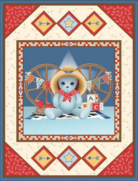 Cowboy Bunny Pre-quilted Panel 06