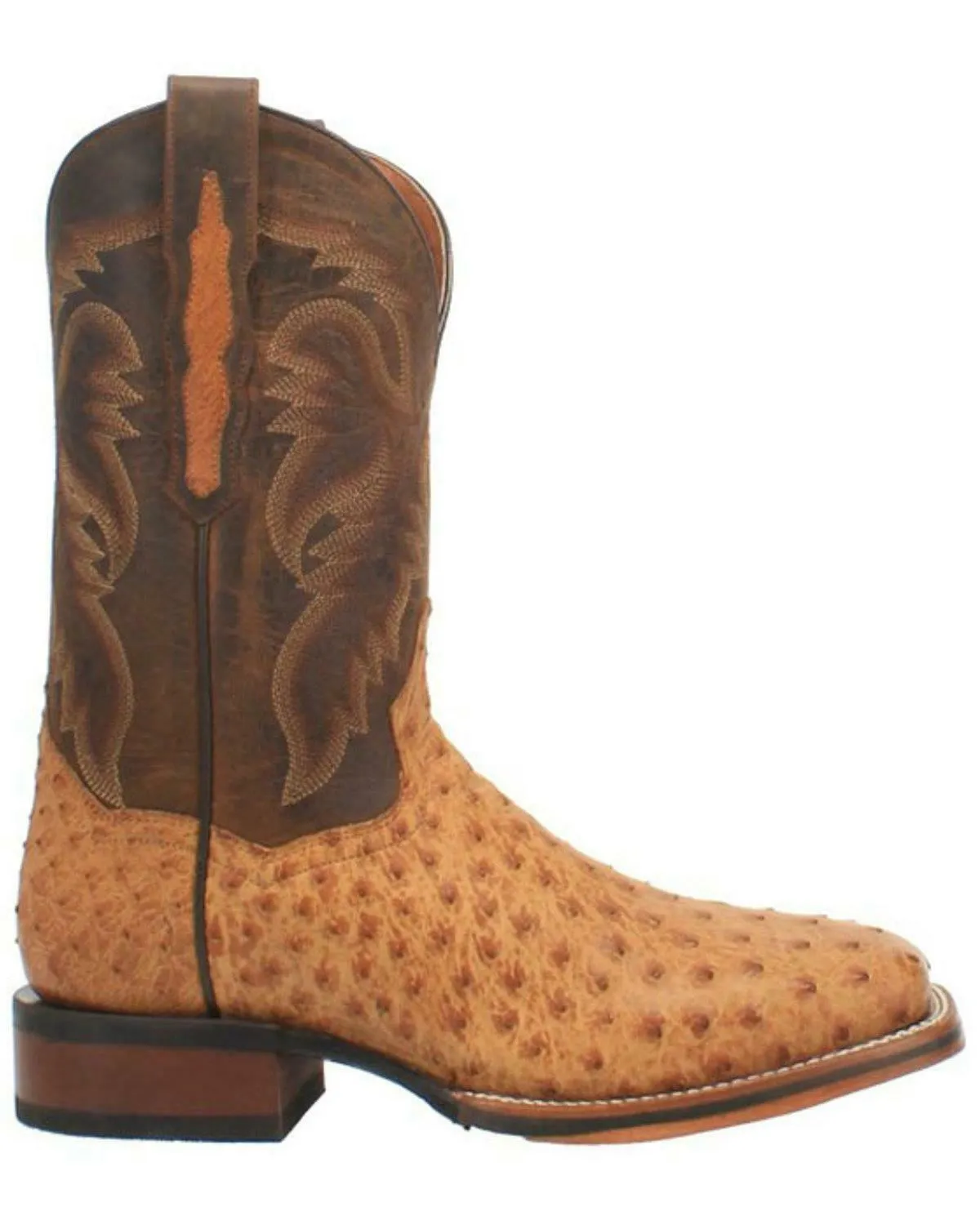 Dan Post Men's Kershaw Exotic Ostrich Skin Western Boot Wide Square Toe - Dp4951