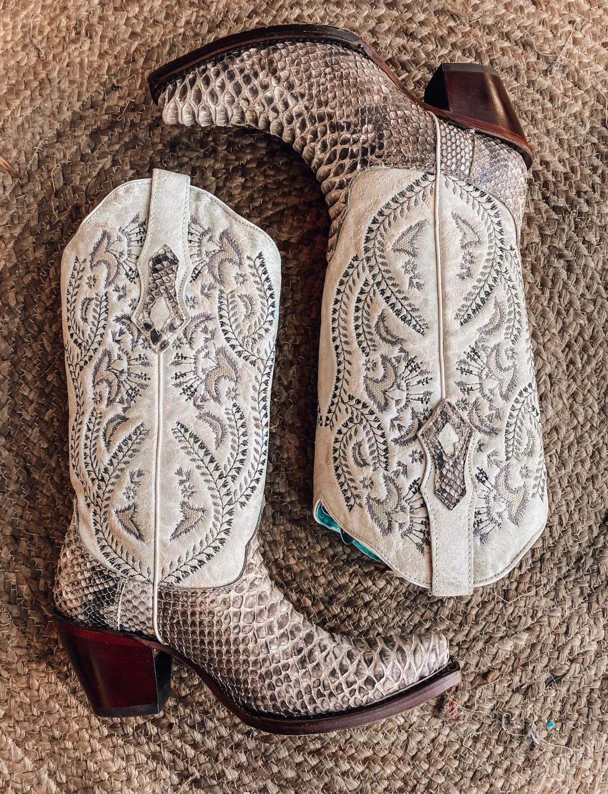 Deep Embroidered Snakeskin Snip Toes