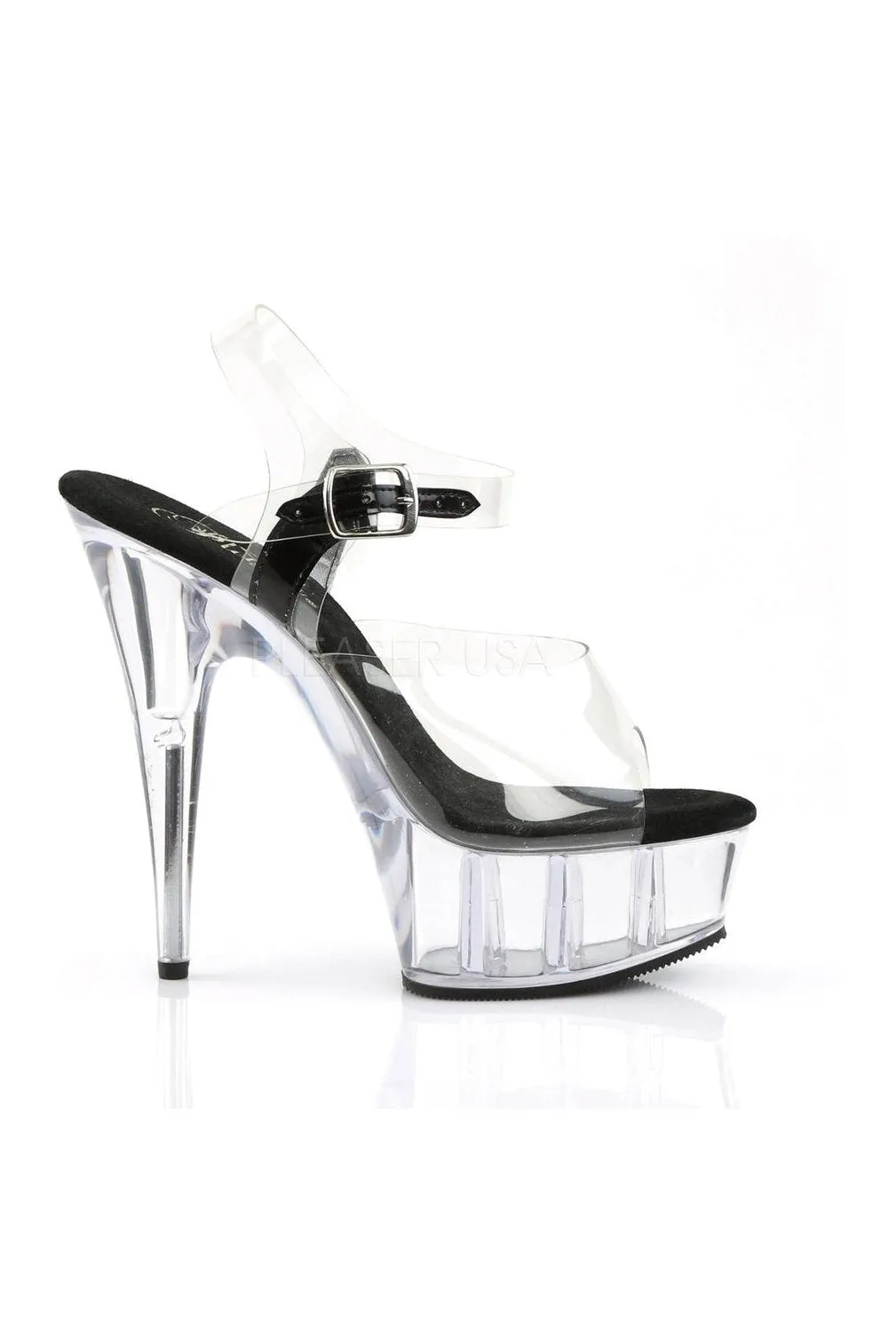 DELIGHT-608 Platform Sandal  | Black Vinyl