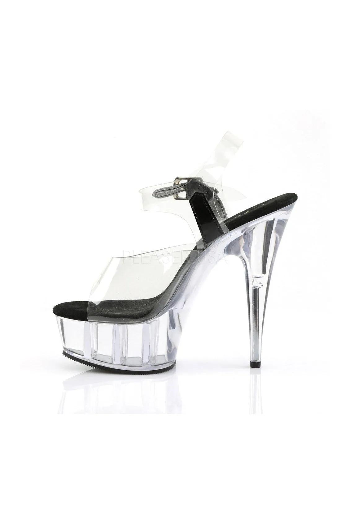 DELIGHT-608 Platform Sandal  | Black Vinyl