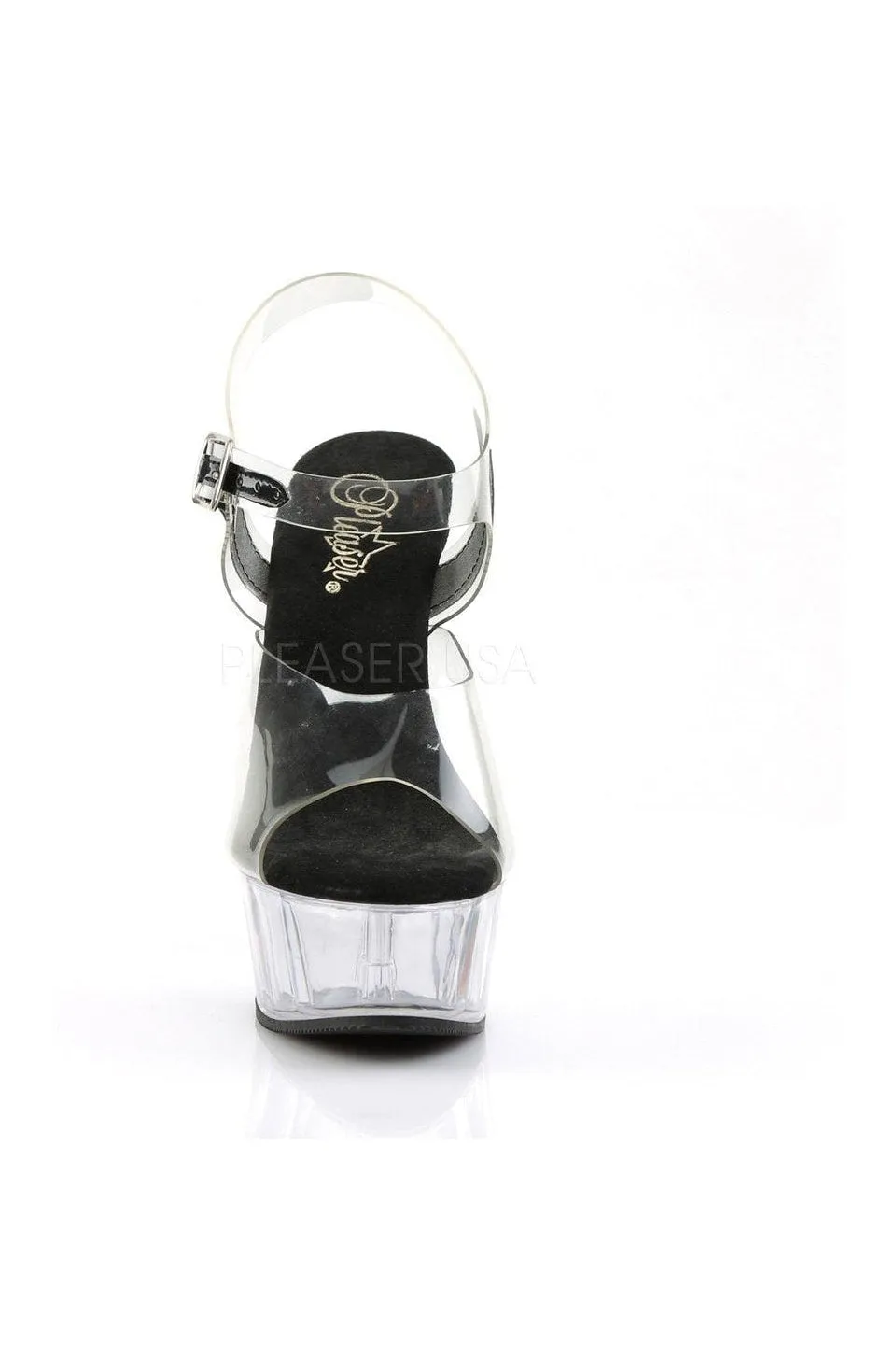 DELIGHT-608 Platform Sandal  | Black Vinyl