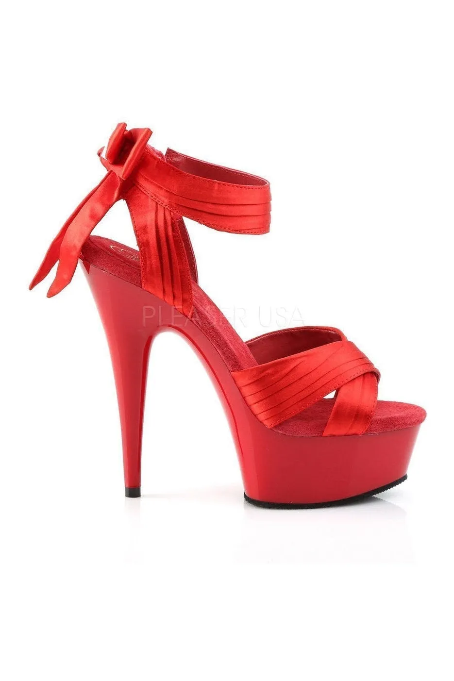 DELIGHT-668 Platform Sandal  | Red Genuine Satin