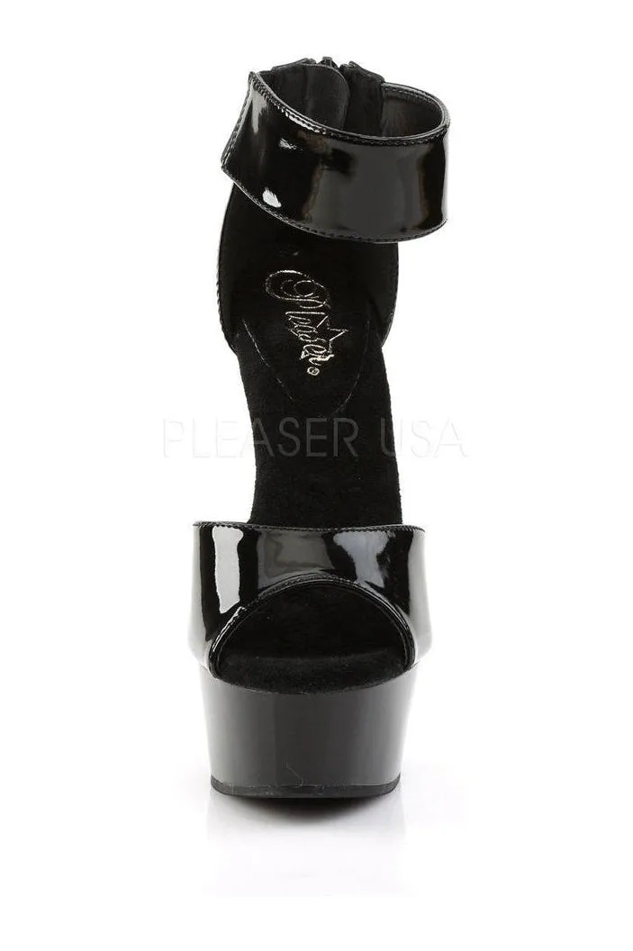 DELIGHT-670-3 Platform Sandal  | Black Patent