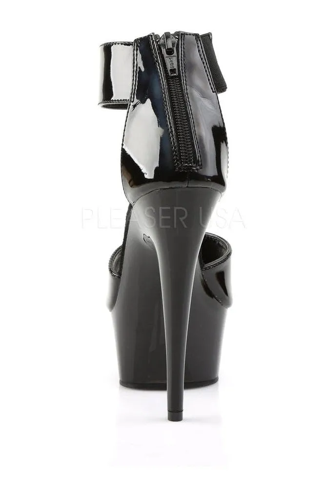 DELIGHT-670-3 Platform Sandal  | Black Patent