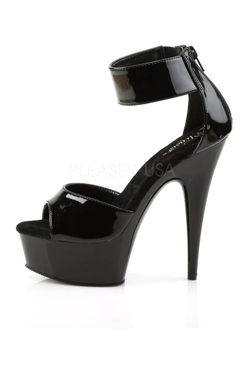 DELIGHT-670-3 Platform Sandal  | Black Patent