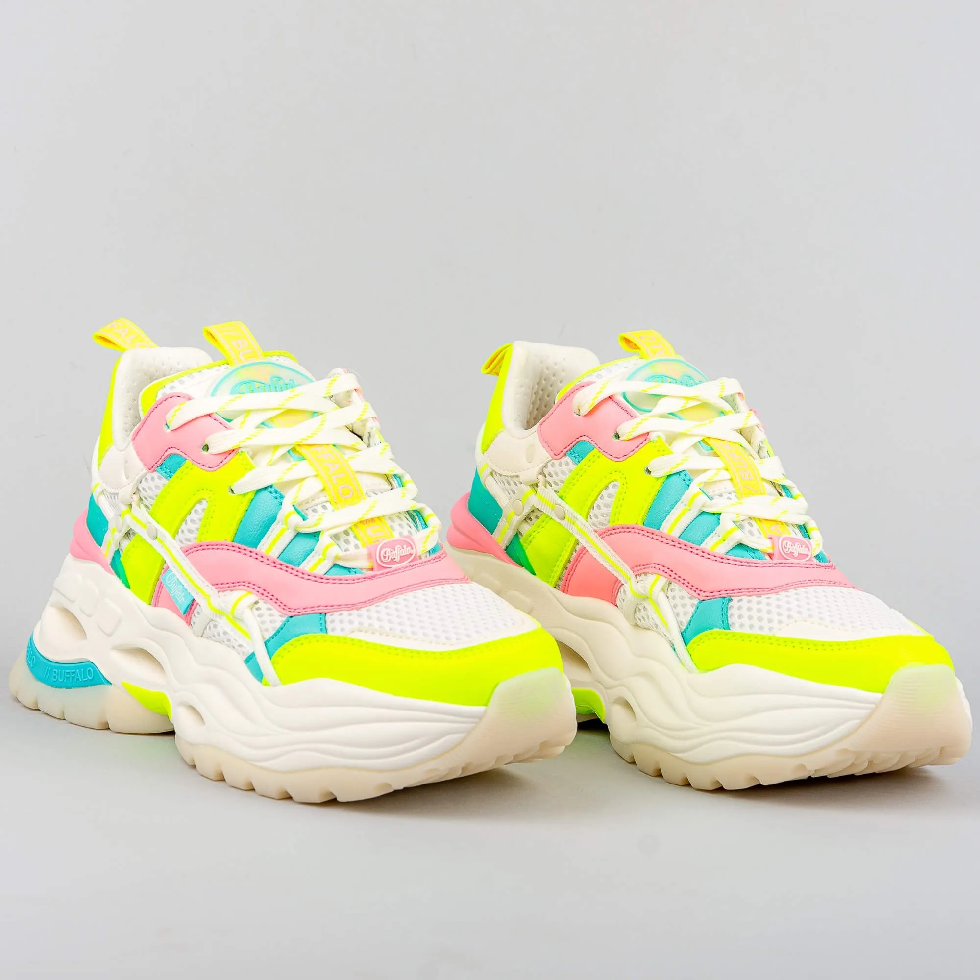 Dámske tenisky Buffalo Sneaker Low Triplet Hollow White / Neon Multi
