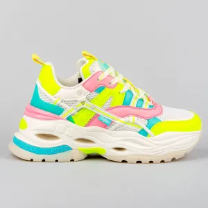Dámske tenisky Buffalo Sneaker Low Triplet Hollow White / Neon Multi