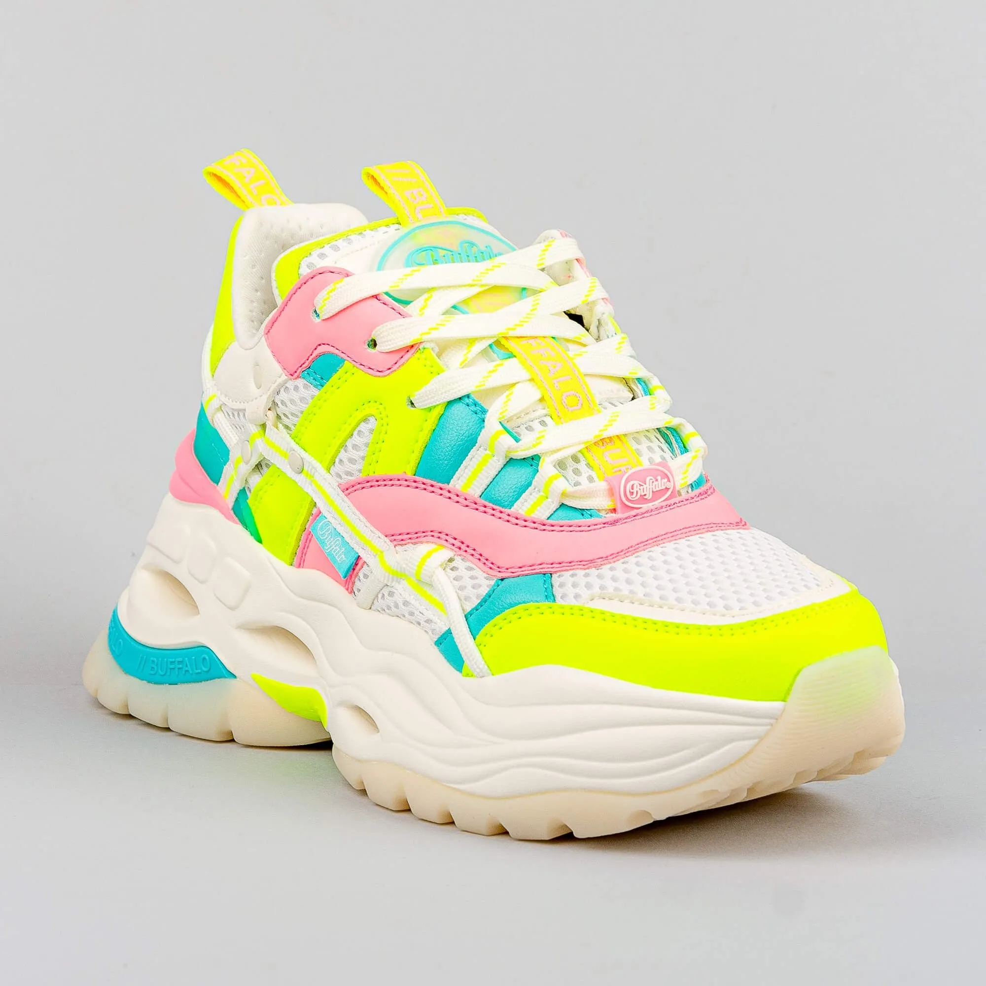 Dámske tenisky Buffalo Sneaker Low Triplet Hollow White / Neon Multi
