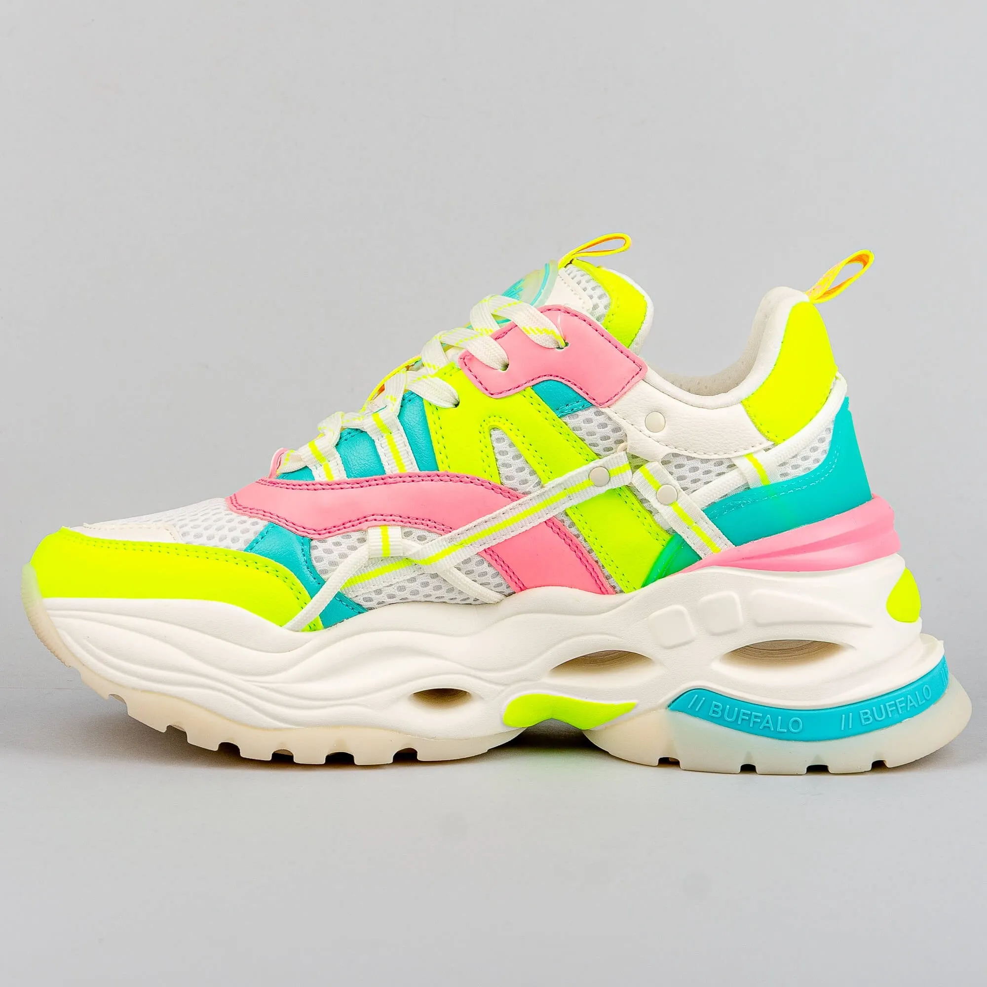 Dámske tenisky Buffalo Sneaker Low Triplet Hollow White / Neon Multi